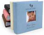 Personalized Engraved Baby Feet Leatherette Photo Album, First Birthday Gift, Baby Scrapbook by GiftsForYouNow