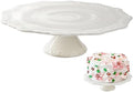 10 Inch White Ceramic Cake Stand (Holds 10 Inch Cake), Decorative Cupcake Stand, Dessert Display Plates for Snacks and Cookies, Baby Shower, Birthday, Wedding Party Decor by BPFY