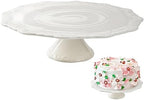 10 Inch White Ceramic Cake Stand (Holds 10 Inch Cake), Decorative Cupcake Stand, Dessert Display Plates for Snacks and Cookies, Baby Shower, Birthday, Wedding Party Decor by BPFY