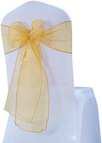 Pack of 50 Wedding Organza Gold Chair Sashes Bows - Tulle Sheer Chair Sashes for Party Banquet Hotel Restaurant Birthday Engagement Bridal Shower Events Decorations - Image 3