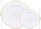 Liacere 50PCS White Plastic Plates - Heavy Duty Disposable - White and Gold Plastic Plates Include 25PCS 7inch and 10inch plates for Party & Baby Shower Gifts - Image 3