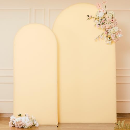 Champagne Arch Covers 2 Set 7.2 and 6ft Champagne Arch Backdrop Cover Spandex Fitted Wedding Arch Stand Covers for Birthday Party Baby Shower Bridal Shower Wedding Banquet Photo Balloon Arch Backdrop - Image 5