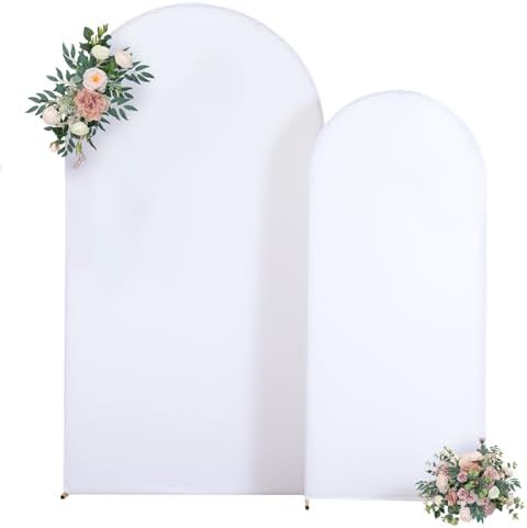 White Arch Cover 7.2FT 6FT Set of 2 Wedding Arch Backdrop Covers Stretchy Spandex Back Drop Covers for Birthday Baby Shower Party Decor Photo Booth Girls Bridal Banquet Balloon Arch Background - Image 6