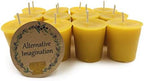 12 Pack of Beeswax Votive Candles - 100% Pure, Natural Beeswax with Natural Light Honey Scent - 15 Hour Burn - Alternative Imagination by AlternativeImagination