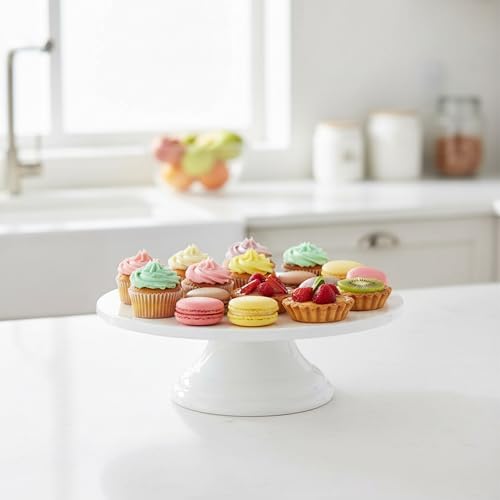 fanquare 10 Inch Vintage White Porcelain Cake Stand - Image 3