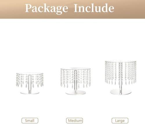 Crystal Cake Stand for Party, Clear Acrylic Cake Stand Sets for Dessert Table, 3Pcs Round Cake and Cupcake Stand for Wedding Birthday Party Event Decorations - Image 6