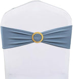 Pack of 50 Dusty Blue Chair Sashes with Gold Buckles, Chair Bands Bows - Image 2
