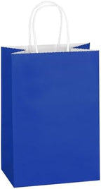 Mlyta 100 Pack 5.25x3.25x8.5 Inch Small Royal Blue Kraft Paper Gift Bags with Handles Bulk for Goodie Party Favor Brithday Grocery Shopping Business Wedding Retail Craft Treat To Go, Merchandise Sacks by Mlyta