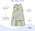 HALO 100% Cotton Sleepsack Swaddle, 3-Way Adjustable Wearable Blanket, TOG 1.5, Sage, Small, 3-6 Months - Image 4