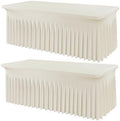 Spandex Tablecloth 6FT Rectangle Table Cover 2 Pack Ivory Wrinkle-Free by Outpain