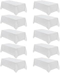 VidaFete 10 Pack 90 * 156inch White Rectangle Tablecloth for 8ft Tables by VidaFete