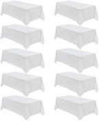 VidaFete 10 Pack 90 * 156inch White Rectangle Tablecloth for 8ft Tables by VidaFete