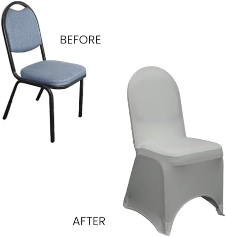 YOUR CHAIR COVERS - 100 Pack Stretch Spandex Banquet Chair Covers - Gray, Wedding Slip Covers, Premium Quality Chair Cover - Image 5