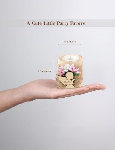 10 Pcs Handmade Wooden Tea Candle Holders, Baptism Gift,Christening Gift, Gender Reveal Guest Favors with Personalized Tags, Adult Baptism.(Light-Pink) - Image 4