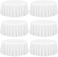 Showgeous 90 Inch White Round Tablecloths, Polyester Table Covers by Showgeous