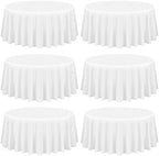 Showgeous 90 Inch White Round Tablecloths, Polyester Table Covers by Showgeous