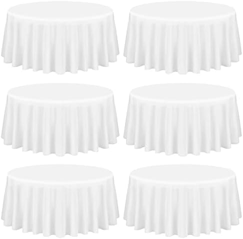 Showgeous 90 Inch White Round Tablecloths, Polyester Table Covers by Showgeous