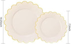 LIYH 60 Pcs Ivory and Gold Scalloped Plastic Plates - Disposable Fancy Combo Plates Includes 30 Dinner Plate 10.25" and 30 Dessert Plate 7.5" Plastic Heavy Weight Party Tableware Dishes - Image 3