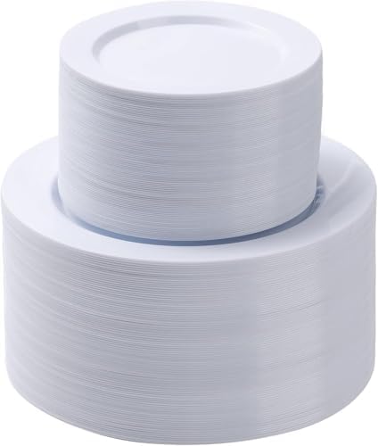 Goodluck 200PCS White Plastic Plates, Heavy Duty Disposable Plates by GoodLuck