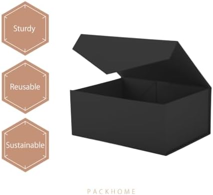 PACKHOME 6 Black Gift Boxes 9x6.5x3.8in with Magnetic Lids - Image 3