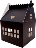 Karentology 30 Pcs Cottage House Cookie Boxes with Window & Business Card Holder, Black, 4 x 4 x 6 in Bakery Gift Boxes for Treats, Desserts, Party Favors & Realtor Pop By Gifts by Karentology
