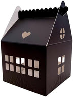 Karentology 30 Pcs Cottage House Cookie Boxes with Window & Business Card Holder, Black, 4 x 4 x 6 in Bakery Gift Boxes for Treats, Desserts, Party Favors & Realtor Pop By Gifts by Karentology