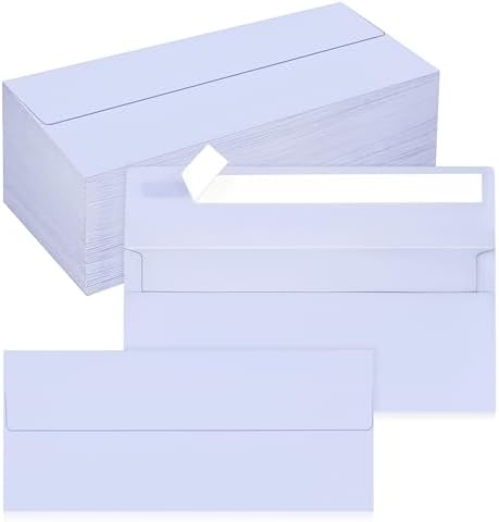 200 Pack #10 Lavender Envelopes Letter Size Self Seal Business Envelopes by QIKSION