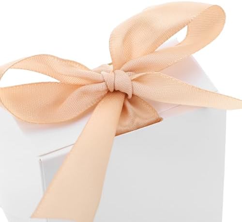 Mini White Favor Box 50 Sets Paper with Ribbon Xmas for Baby Shower Gifts - Image 3