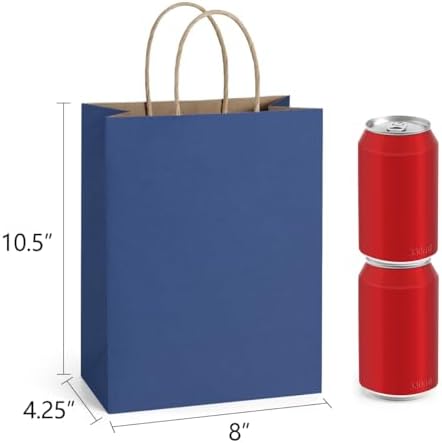 BagDream Gift Bags with Handles 8x4.25x10.5 Inch Navy Blue 100 Pack Bulk - Image 2