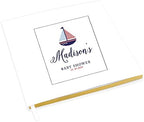 Andaz Press Personalized Baby Shower Guestbook with Gold Accents, Nautical Sailboat Custom Name, Date, White Guest Sign in Registry 120 Pages 8.5 X 8.5 Memories Book for DIY, Scrapbook, Photo Album by AndazPress