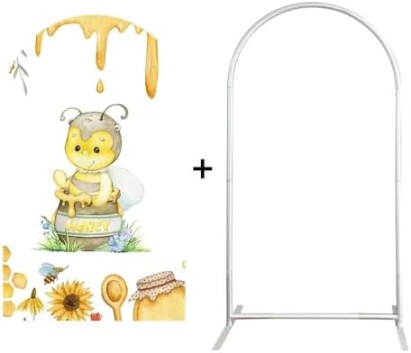 Cute Bee Theme Arch Stretchy Fabric Covers Honey Honeypot Arched Cover for Birthday Party Baby Shower Decoration Banner(Cover+Arch Stand) - Image 2