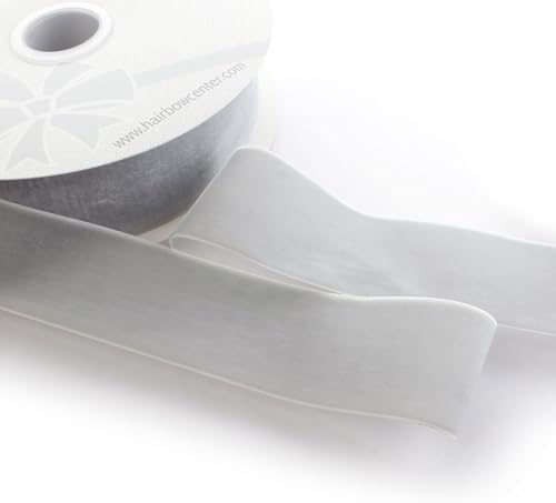 2" Velvet Ribbon Single Sided Soft Plush Luxury Craft Trim for Hair Bows Sewing Gift Wrapping Decorations Floral Arrangements and DIY Projects (Silver, 25 Yards) - Image 3