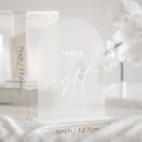 Frosted Arch Acrylic Wedding Table Numbers 1-20 with Stands - Image 3