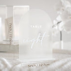 Frosted Arch Acrylic Wedding Table Numbers 1-10 with Stands - Image 3