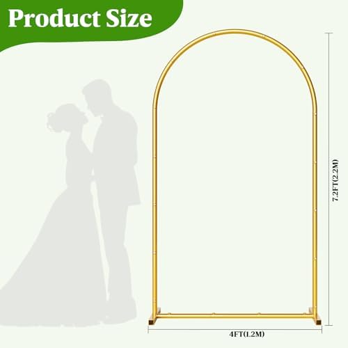 7.2FT Metal Wedding Arch Backdrop Stand,Stable Balloon Arch Frame,Gold - Image 3