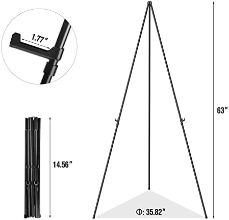 Easel Stand for Sign, Aredy 63" Portable Painting Easel, Lightweight Metal Easels for Painting Canvas, Wedding Sign (2 Pack) - Image 3