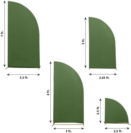 Efavormart Set of 4 Olive Green Spandex Half Moon Arch Covers, Custom Fit Chiara Backdrop Slipcovers 2.5ft-7ft for Modern Rustic and Harvest Decor - Image 3
