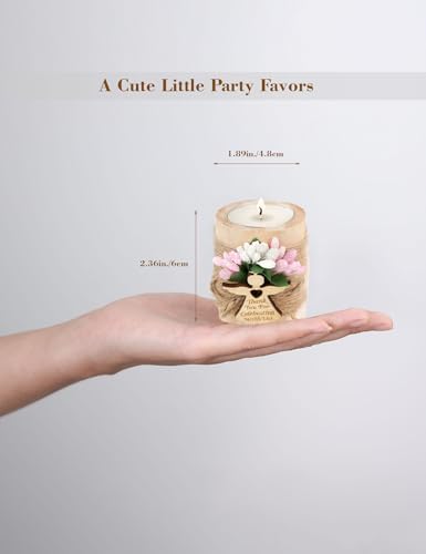 Ju's Favors Wooden Candle Holders Set of 10 for Baptism Gift, Christening Party Favors, Guest Favors,Baby Shower Party Favors. (Light brown - pink) - Image 4