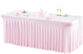 1 Pack Pink Table Clothes for 6 Foot Rectangle Tables, One-Piece Wrinkle Resistant Stretch Spandex Table Covers with Skirt for Event Banquet Wedding Birthday Party by PartyTalk