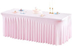 1 Pack Pink Table Clothes for 6 Foot Rectangle Tables, One-Piece Wrinkle Resistant Stretch Spandex Table Covers with Skirt for Event Banquet Wedding Birthday Party by PartyTalk
