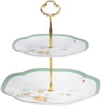 KAMMAK 2-Tier Porcelain Cupcake Stand Serving Tray, Dessert Plates Cake Fruit Candy Display Tower, Reusable Pastry Platter for Wedding Birthday Baby Shower Tea Party Decorations (Reed Green) by KAMMAK