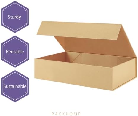 PACKHOME 6 Extra Large Kraft Gift Boxes 17.5x11.3x4.3in with Magnetic Lids - Image 6