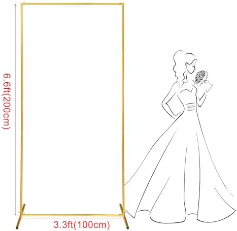 Metal Wedding Arch Backdrop Stand 6.6x3.3 FT Gold Square Balloon Arch Frame for Wedding, Birthday Party, Baby Shower Ceremony Decoration - Image 2