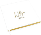 Andaz Press Personalized Wedding Guestbook with Gold Accents, Modern Gold Custom Last Name White Guest Sign in Guest Registry 120 Pages 8.5 X 8.5 Memories Book for DIY, Scrapbook, Photo Album by AndazPress