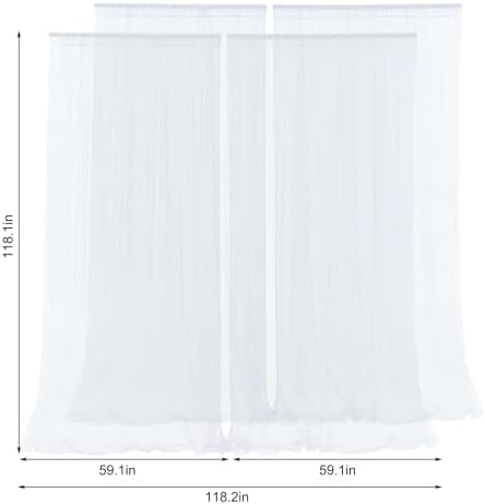 White Sheer Backdrop Curtains Tulle Backdrop Curtain for Parties Wedding White Backdrop Curtain for Birthday Party Baby Shower Photos Background Drape 20ft x 10ft(5ft x 10ft, 4 Panels) - Image 7