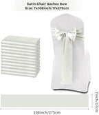 fani Silver Satin Chair Straps Bows,60 PCS 7x108 Inch,Chair Sash - Image 2