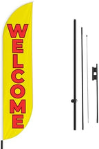 Welcome 2 Sign Feather Flag Pole Kit for Outdoor by Mavis Printing | 15 FEET Long Polyester Outdoor Banner Flag for Easy Hang | HD Print Swooper Flag Pole Mount to Celebrate Welcome 2 by MAVISPRINT