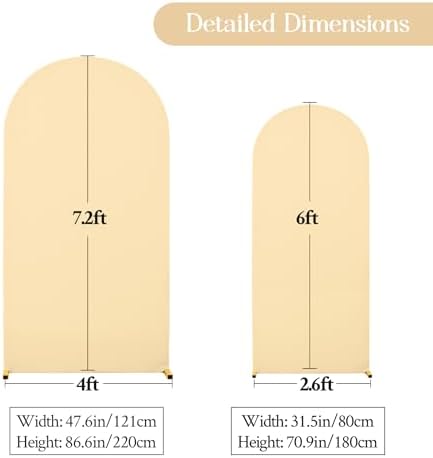 Ivory and Champagne Arch Backdrop Cover Set of 2 Birthday Party Arch Covers 7.2 and 6ft Wedding Arch Cover Stretchy Backdrop Bridal Baby Shower Ivory Arch Covers Spandex - Image 3