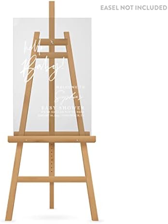 Andaz Press Custom Large Baby Welcome Sign, 16" x 24", Script Hello Baby! Personalized Acrylic Gender-Neutral Sign for Sprinkle, Fall Shower Decorations - Image 3