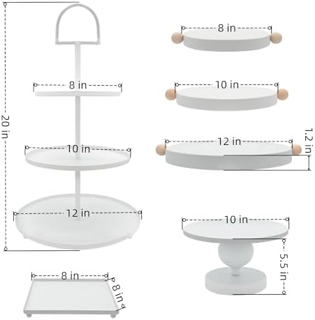 Set of 7 White Cake Stands Metal Dessert Display Holder Table Decor - Image 2
